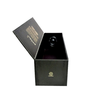 Boîtes de empaquetage noires de bouteille de vin avec la feuille d'or UV d'impression emboutissant graver